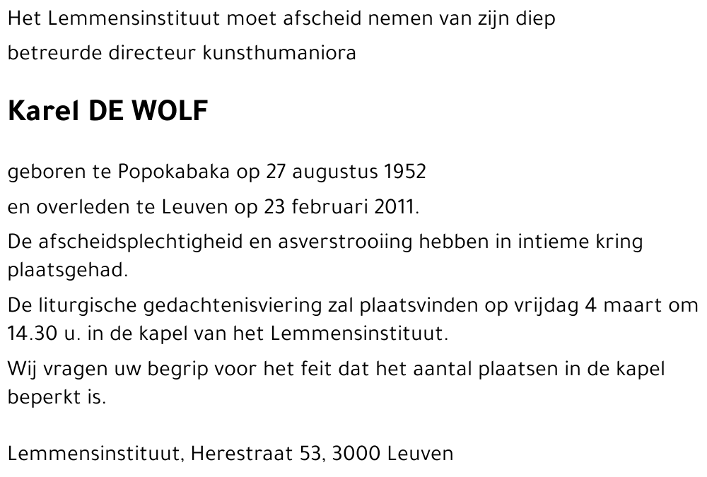 Karel DE WOLF