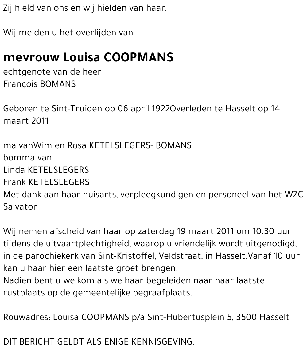 Louisa COOPMANS