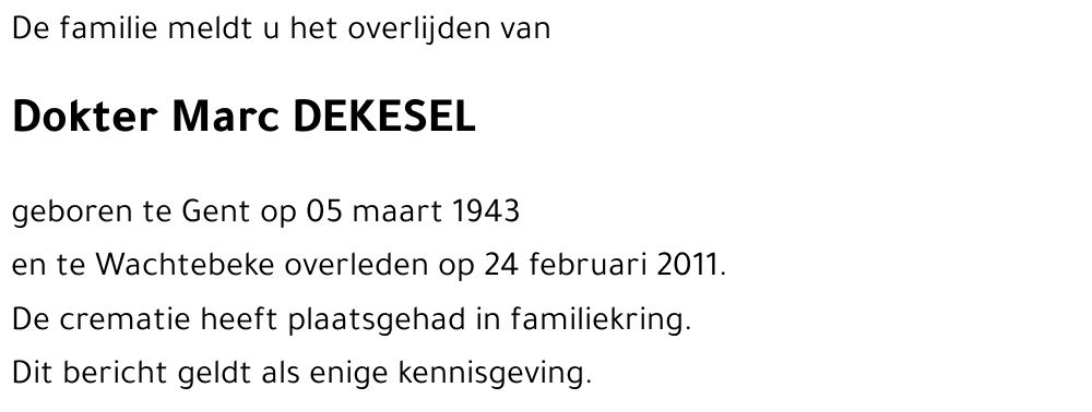 Marc DEKESEL