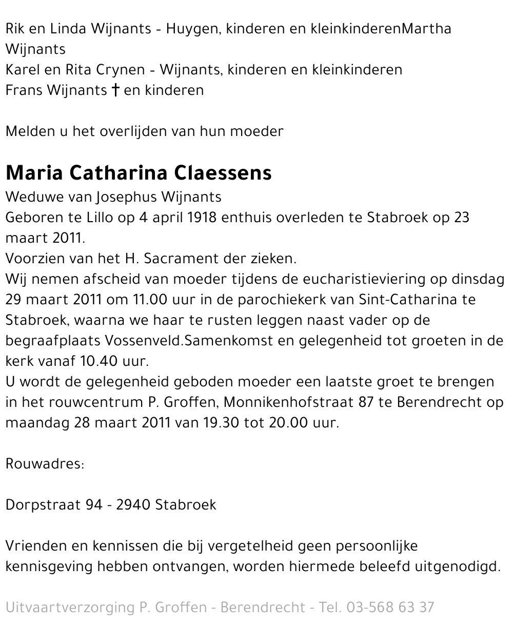 Maria Catharina CLAESSENS