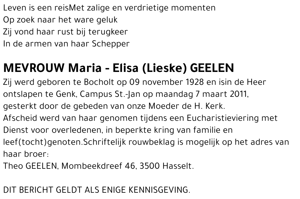 Maria - Elisa GEELEN