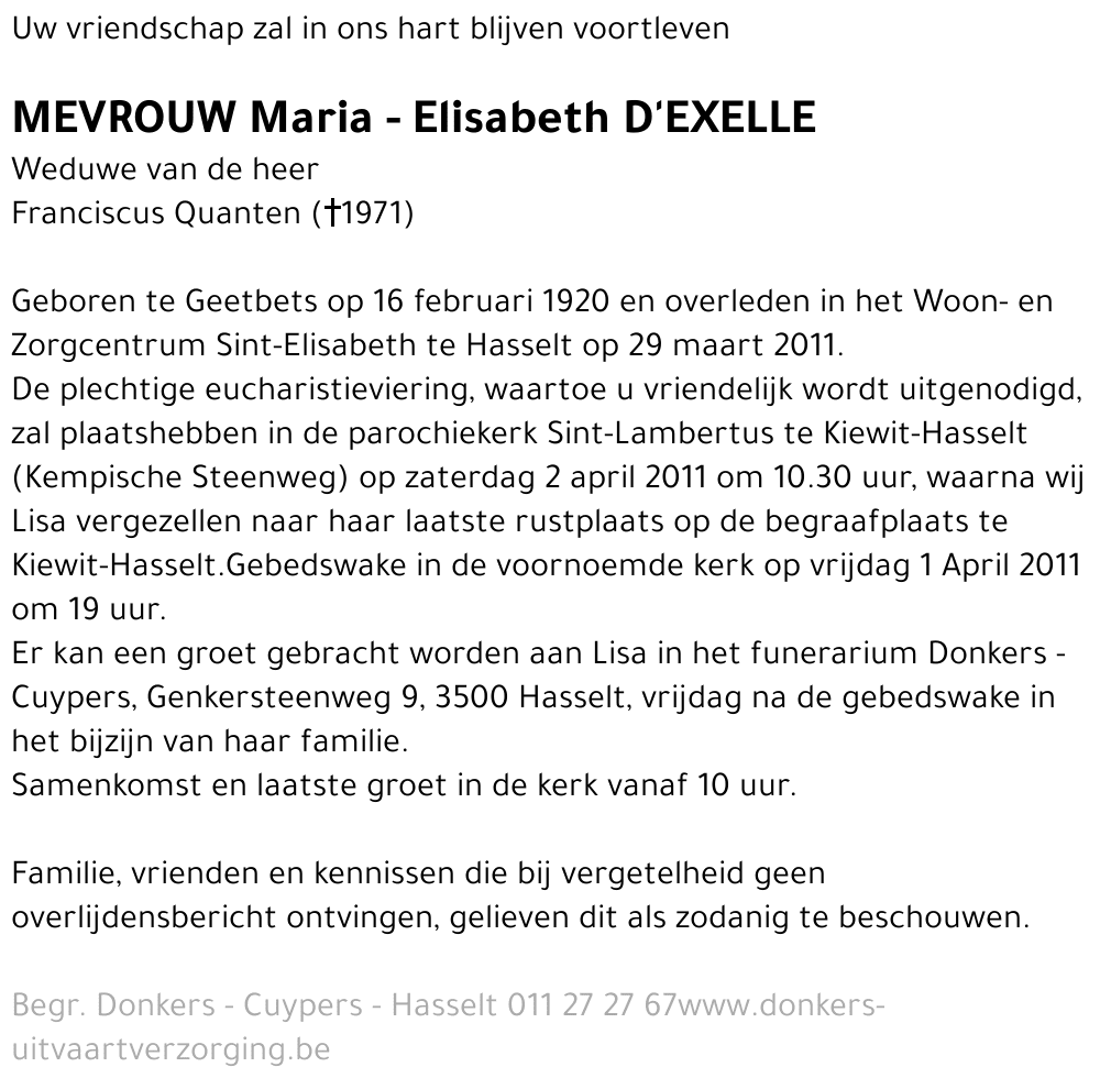 Maria - Elisabeth D'Exelle