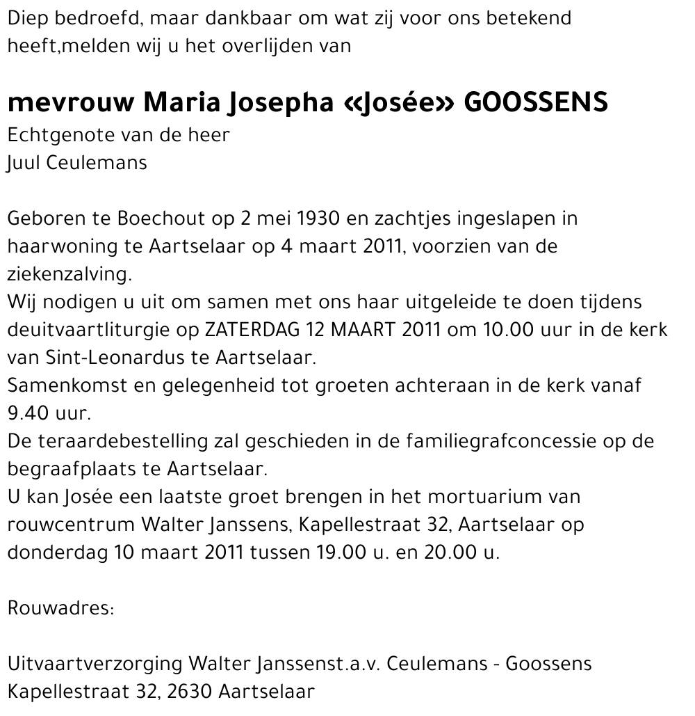 Maria Josepha Goossens