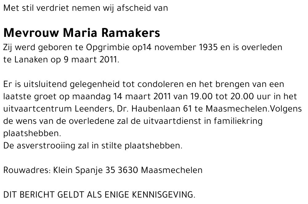 Maria Ramakers
