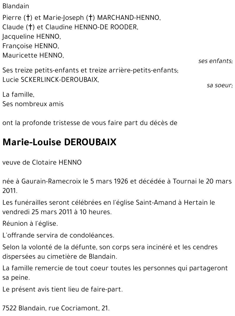 Marie-Louise DEROUBAIX
