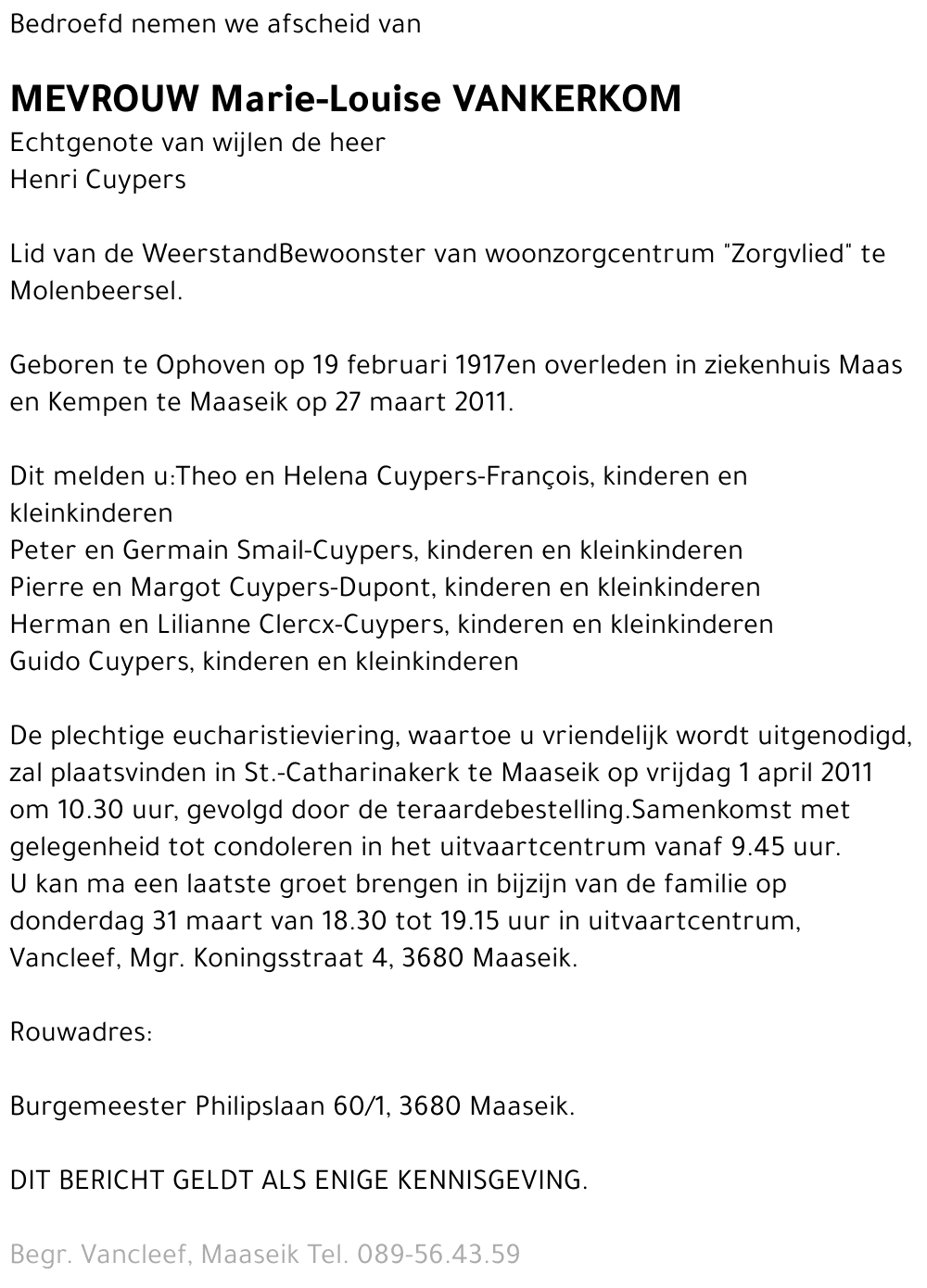 Marie-Louise Vankerkom