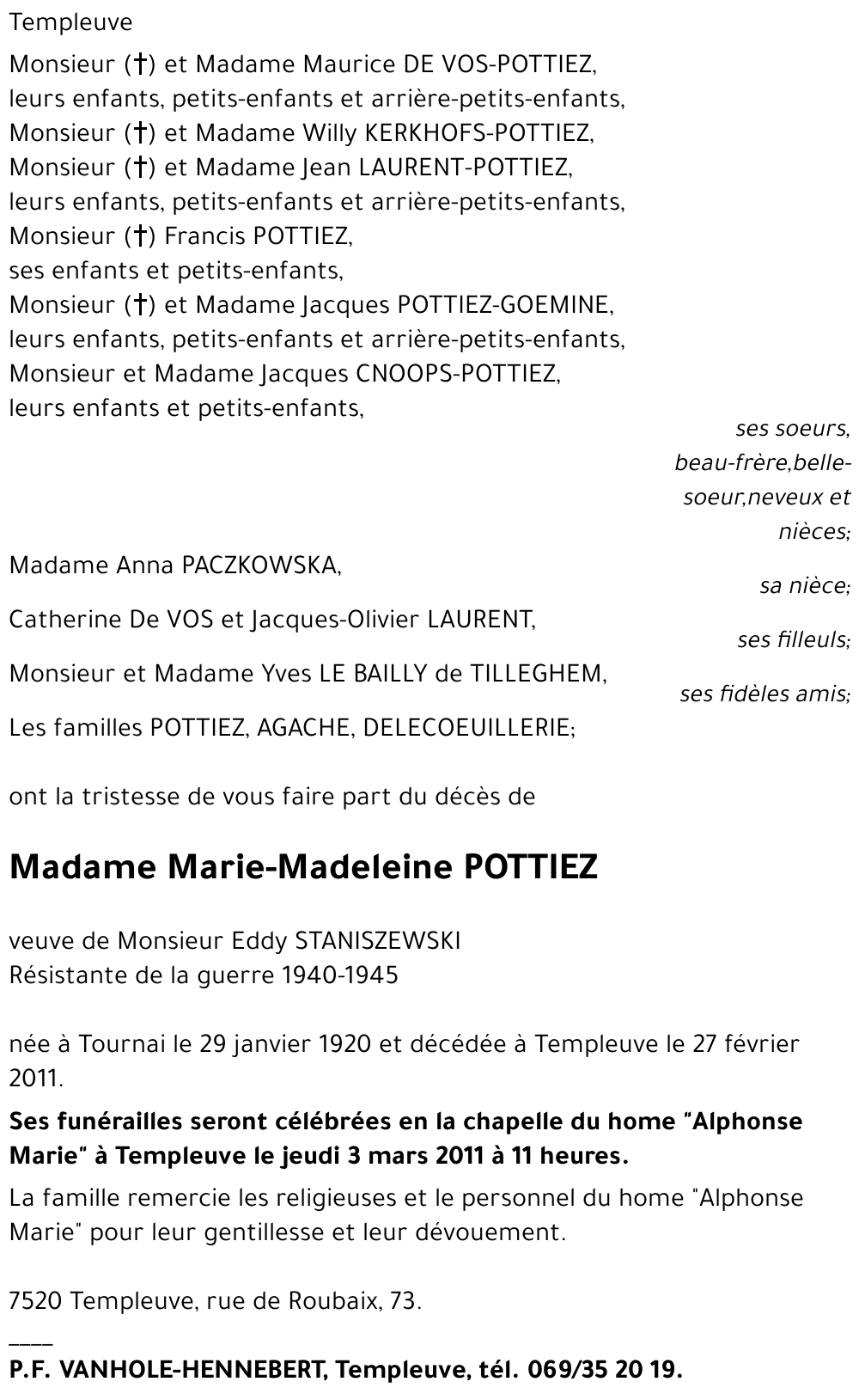 Marie-Madeleine POTTIEZ