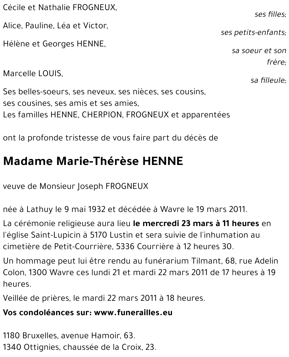 Marie-Thérèse HENNE