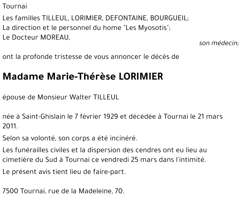 Marie-Thérèse LORIMIER