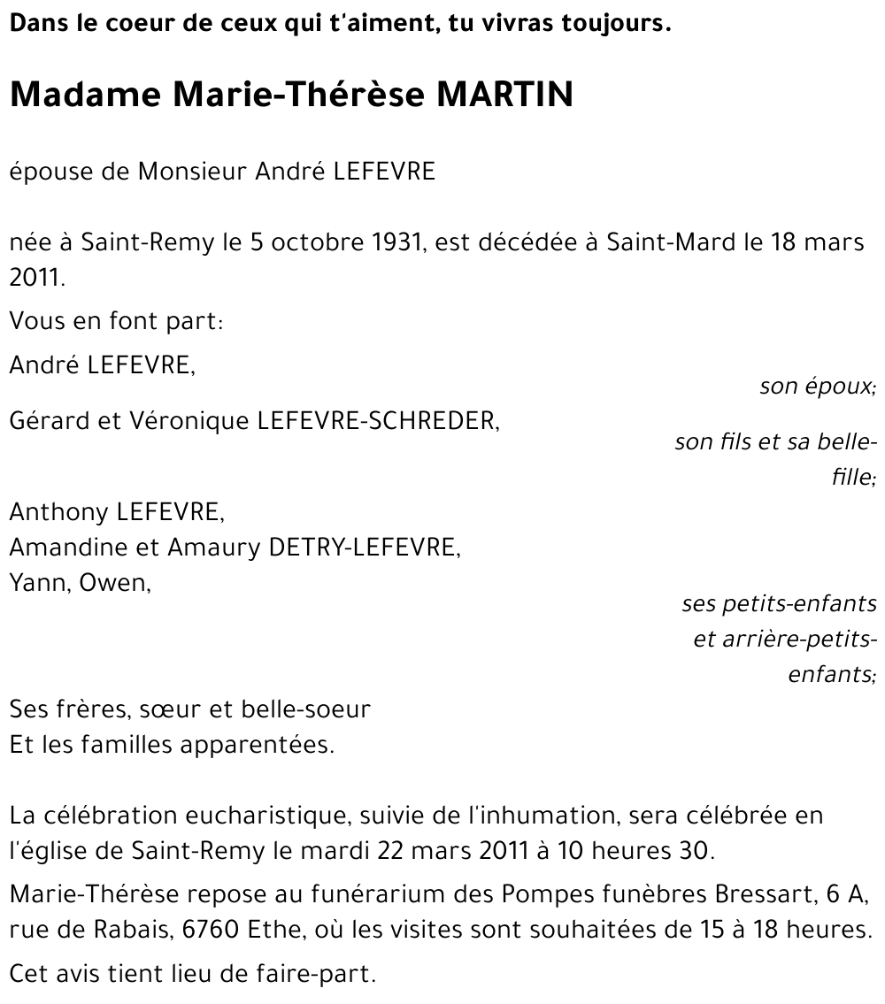 Marie-Thérèse MARTIN