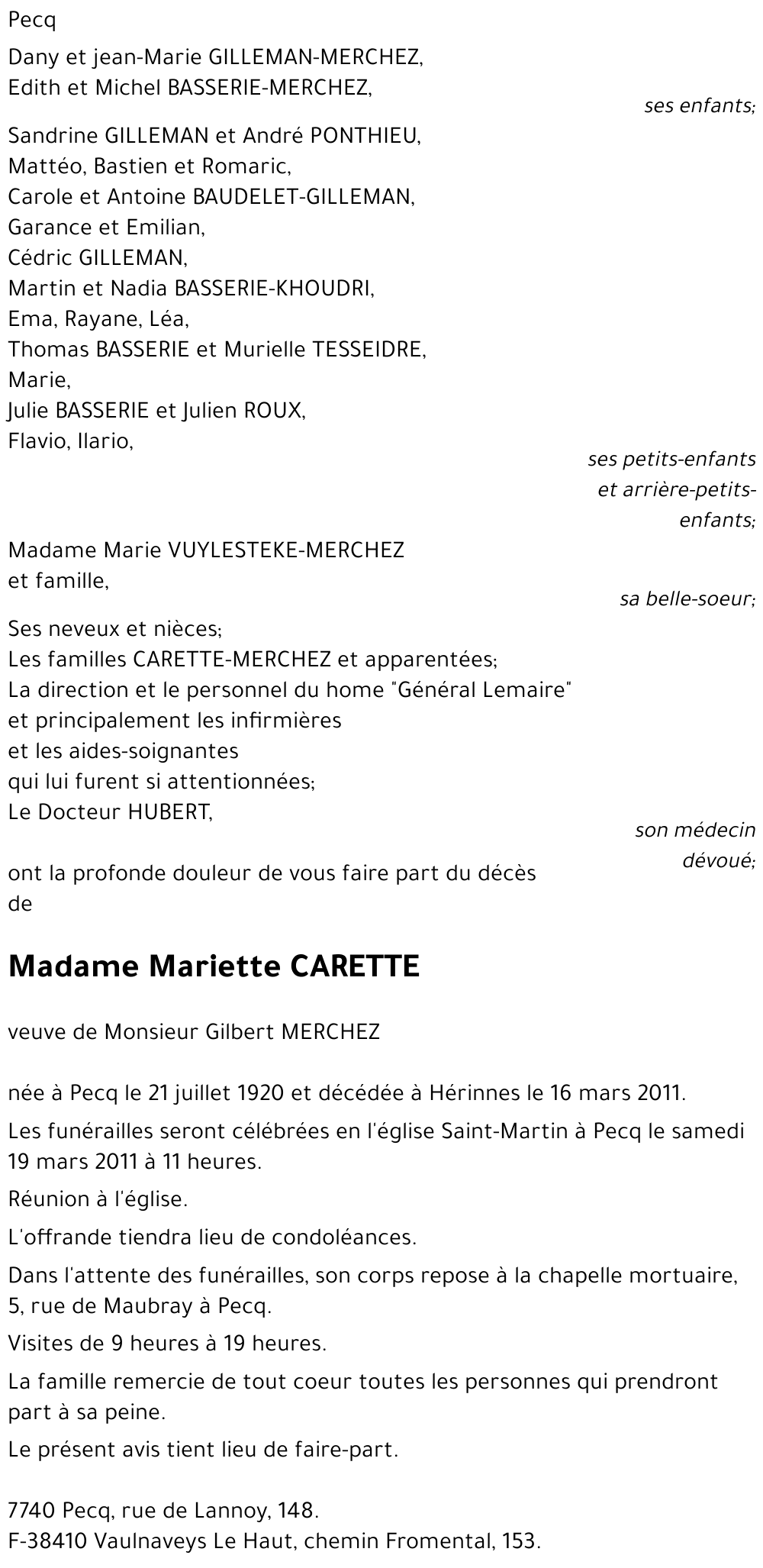 Mariette CARETTE