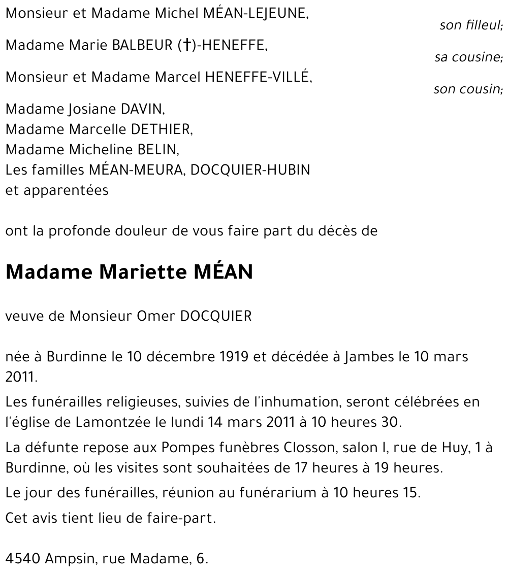 Mariette MEAN
