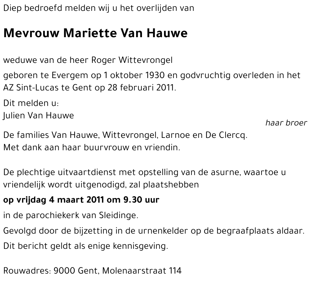 Mariette Van Hauwe
