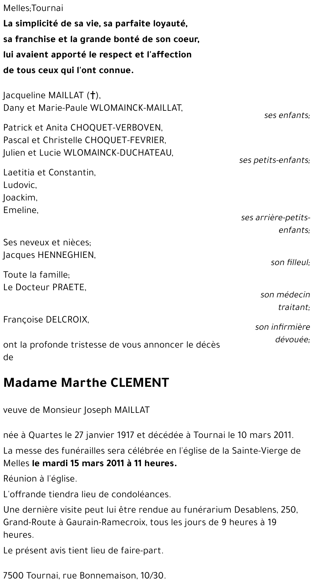 Marthe CLEMENT