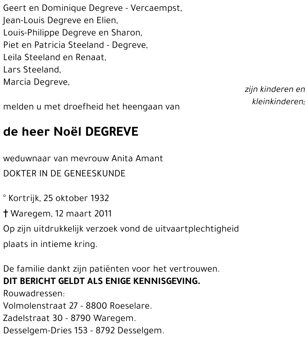 Noël DEGREVE