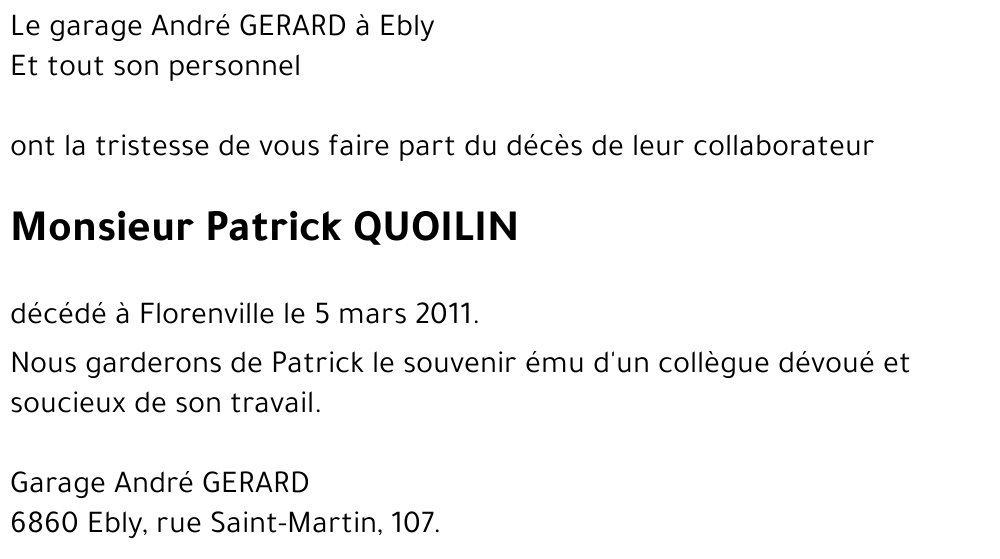Patrick QUOILIN