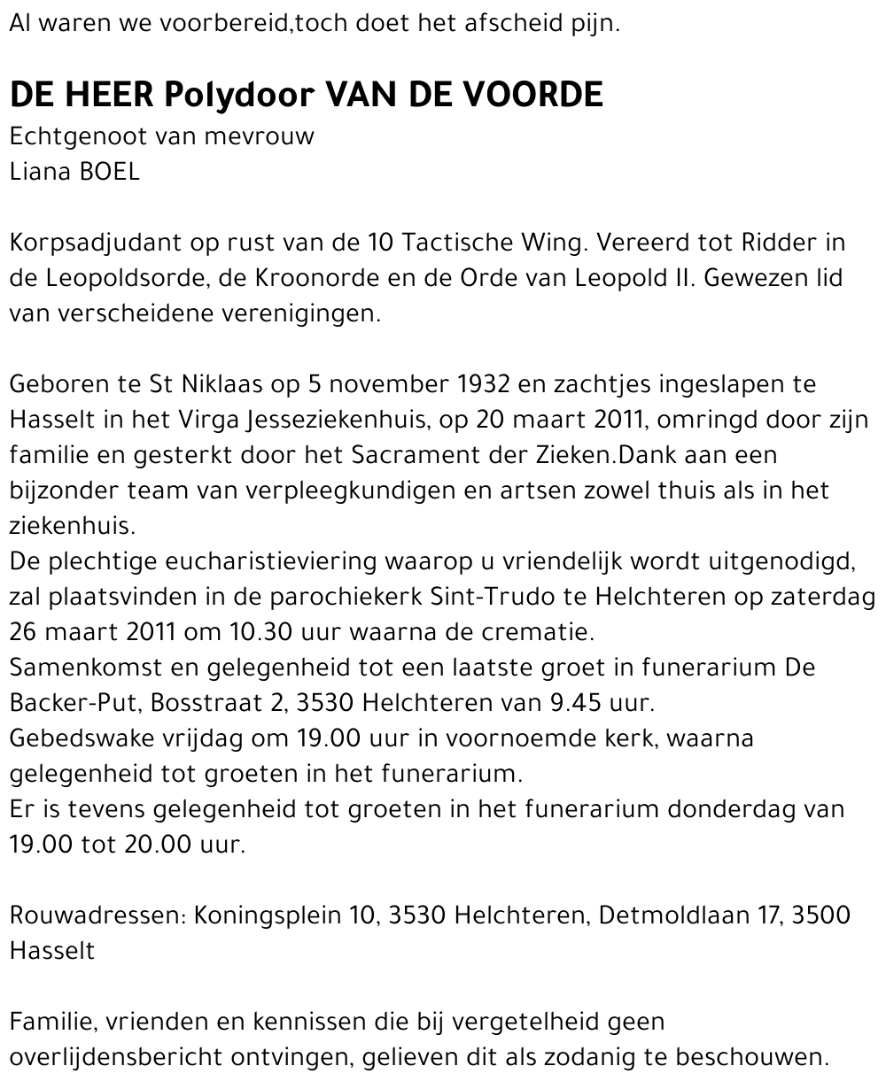 Polydoor VAN DE VOORDE