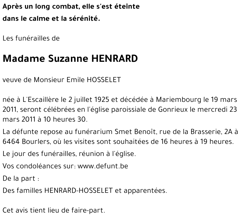 Suzanne HENRARD