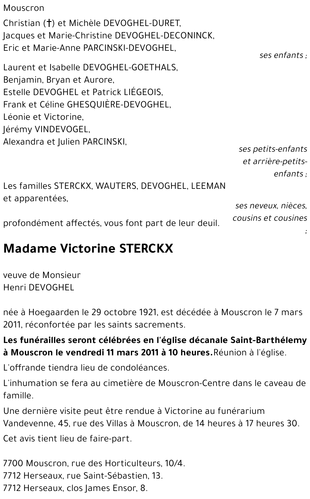 Victorine STERCKX