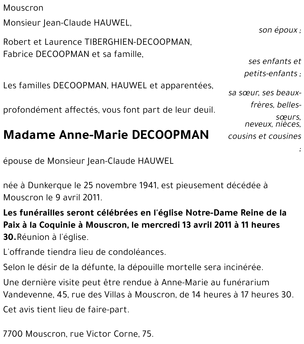 Anne-Marie DECOOPMAN