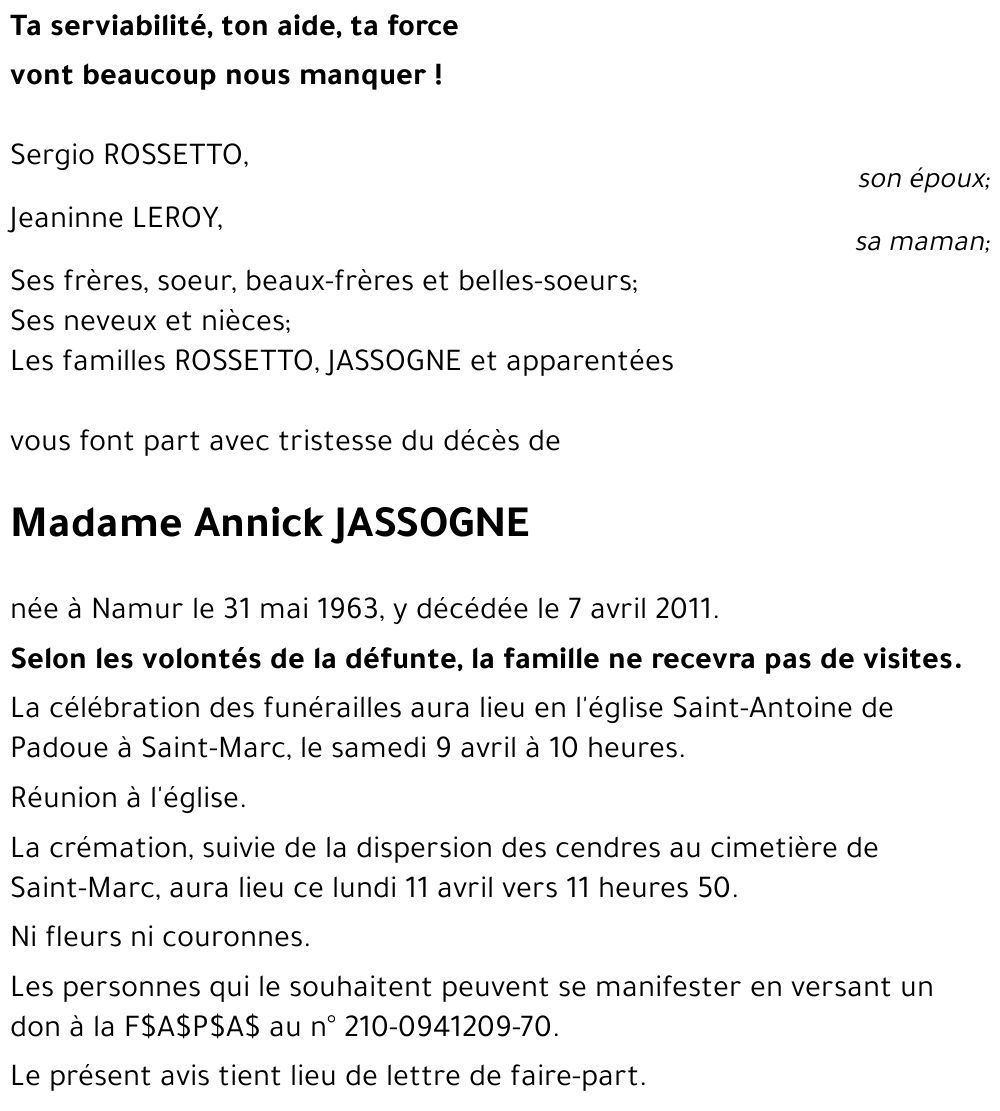 Annick JASSOGNE