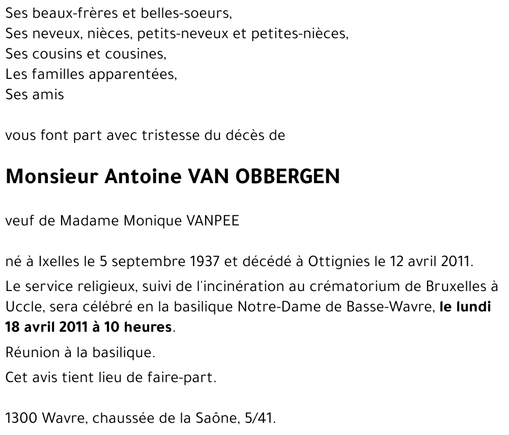 Antoine VAN OBBERGEN