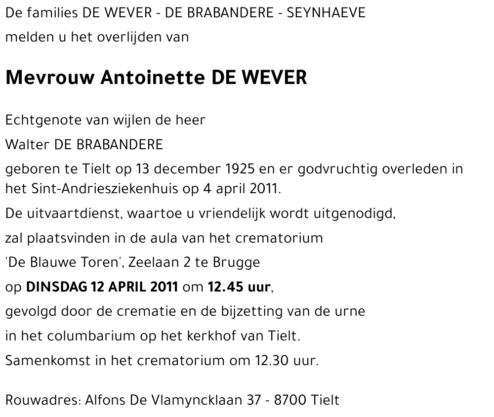 Antoinette DE WEVER
