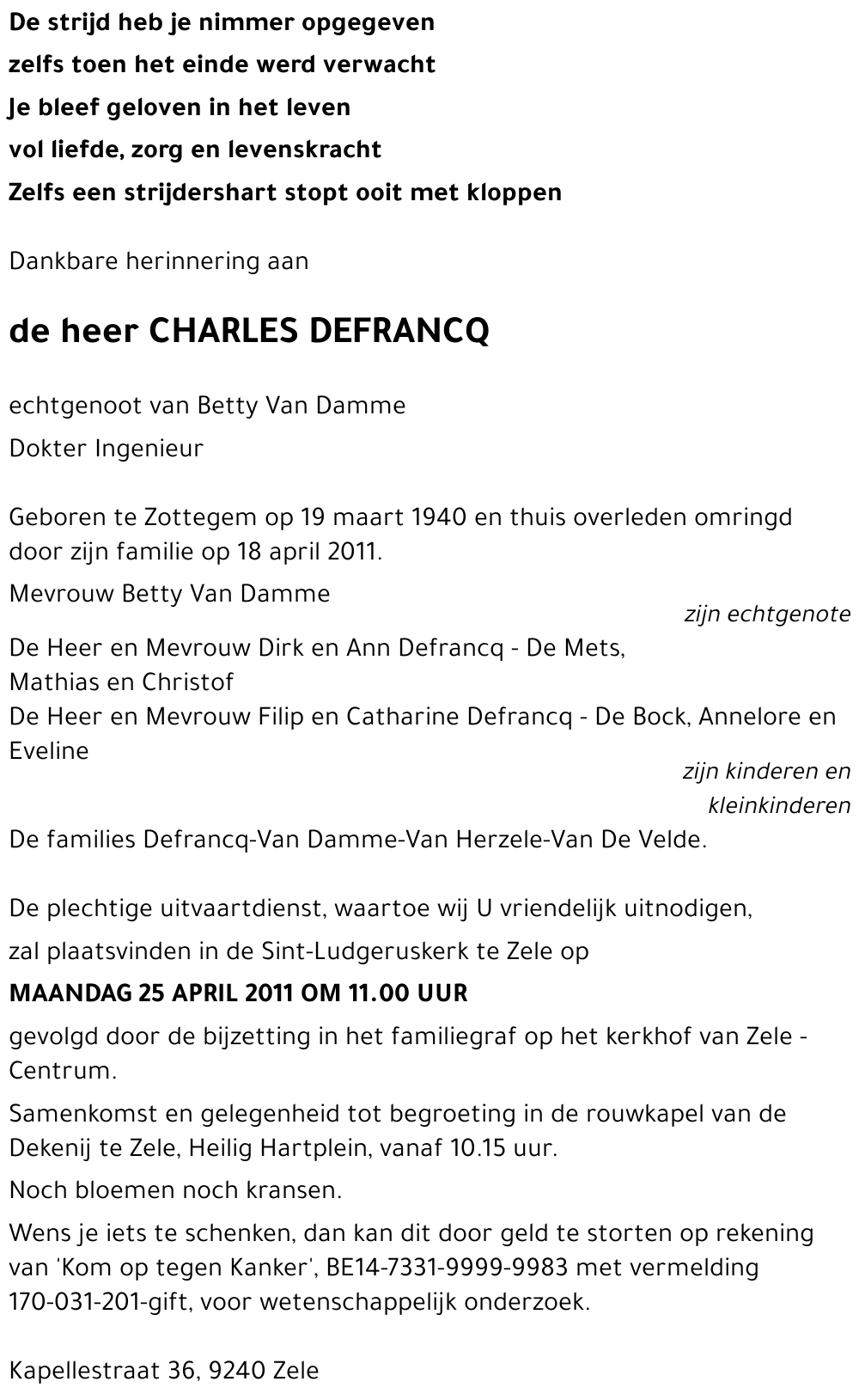 CHARLES DEFRANCQ
