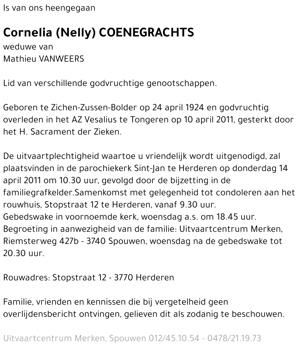 Cornelia (Nelly) Coenegrachts