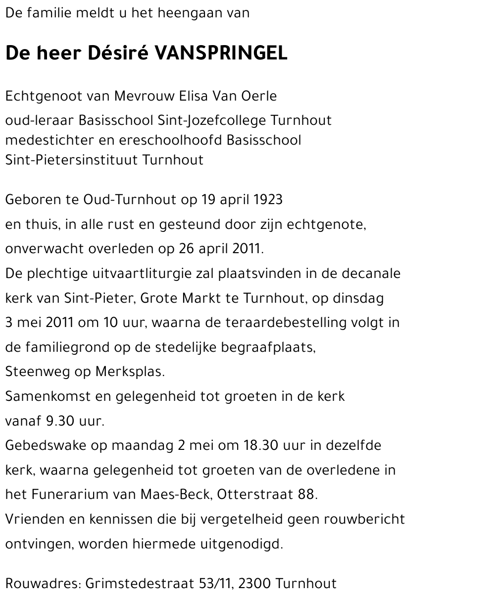 Désiré VANSPRINGEL