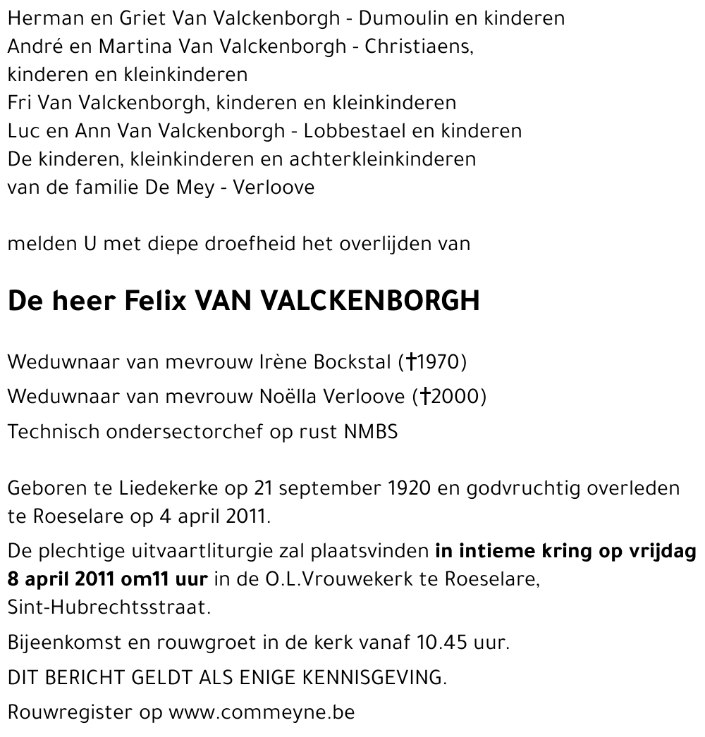 Felix VAN VALCKENBORGH