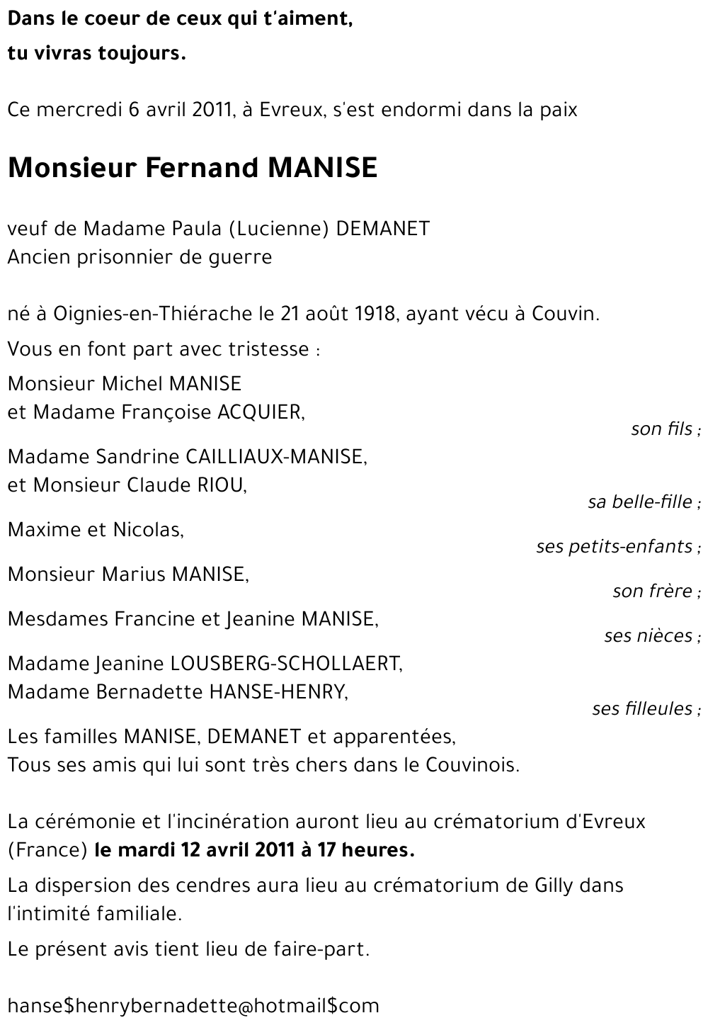Fernand MANISE