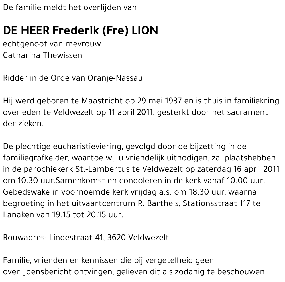 Frederik (Fre) Lion