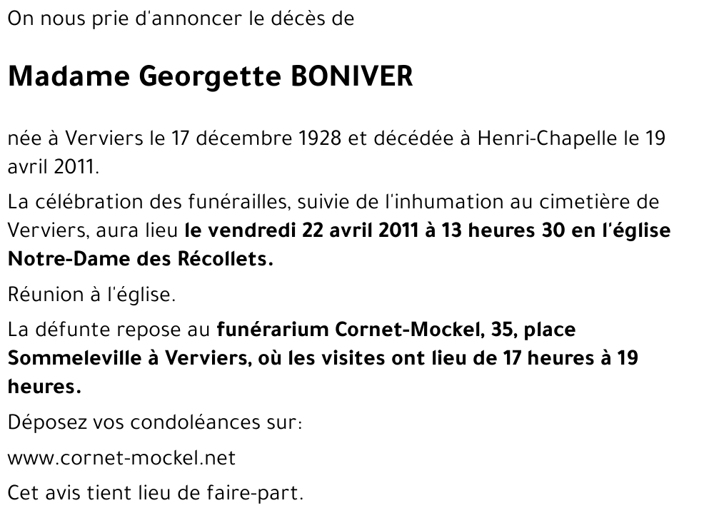 Georgette BONIVER