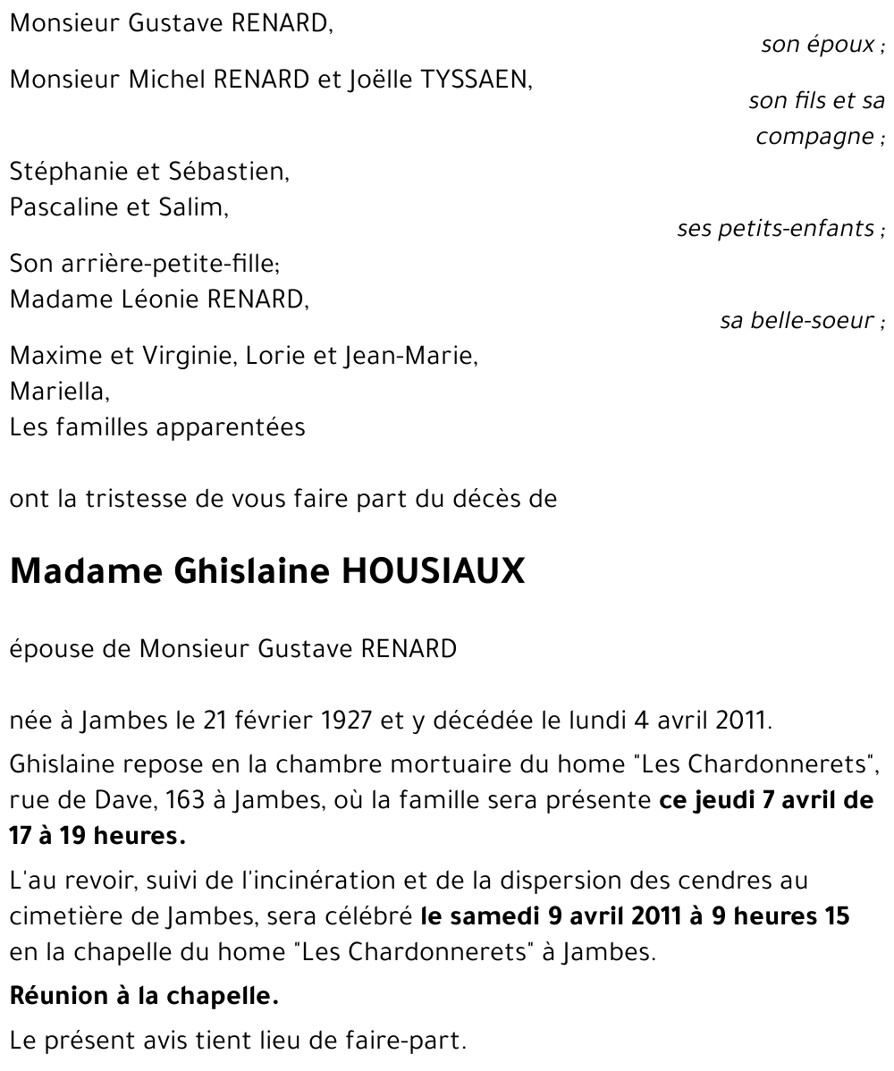 Ghislaine HOUSIAUX