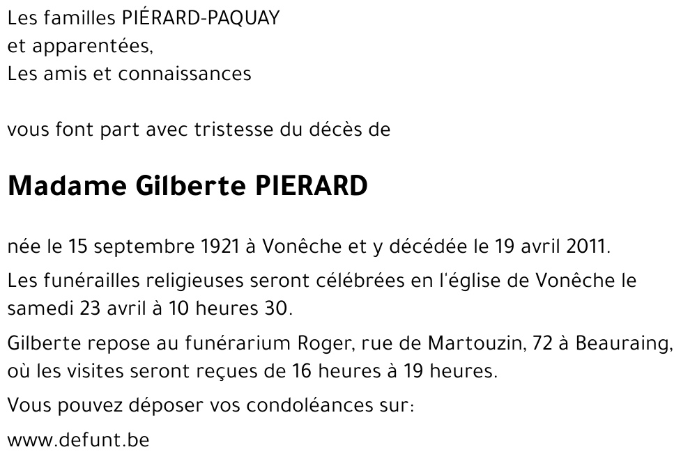 Gilberte PIERARD