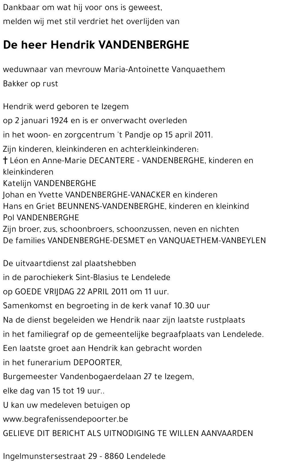 Hendrik VANDENBERGHE