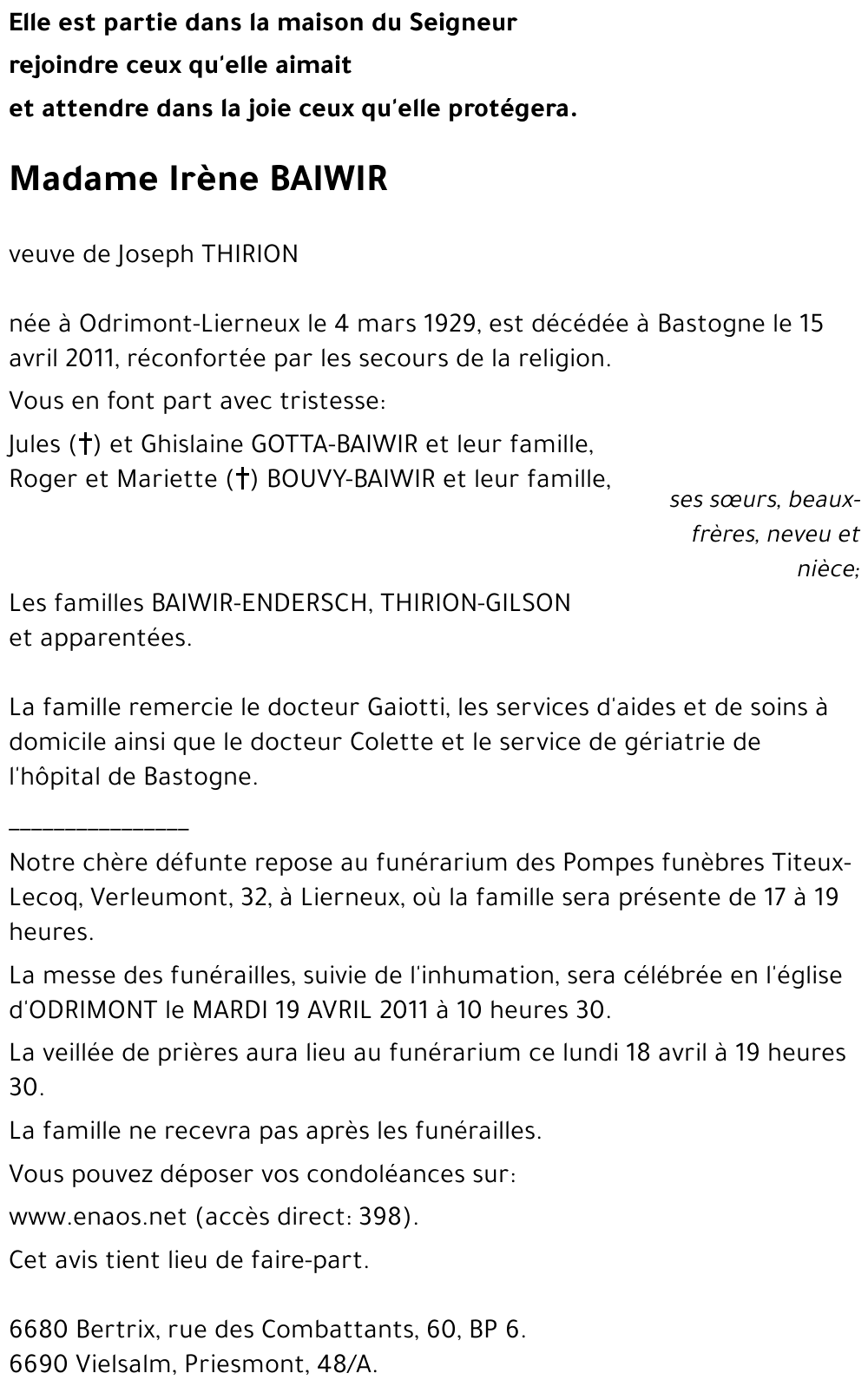 Irène BAIWIR