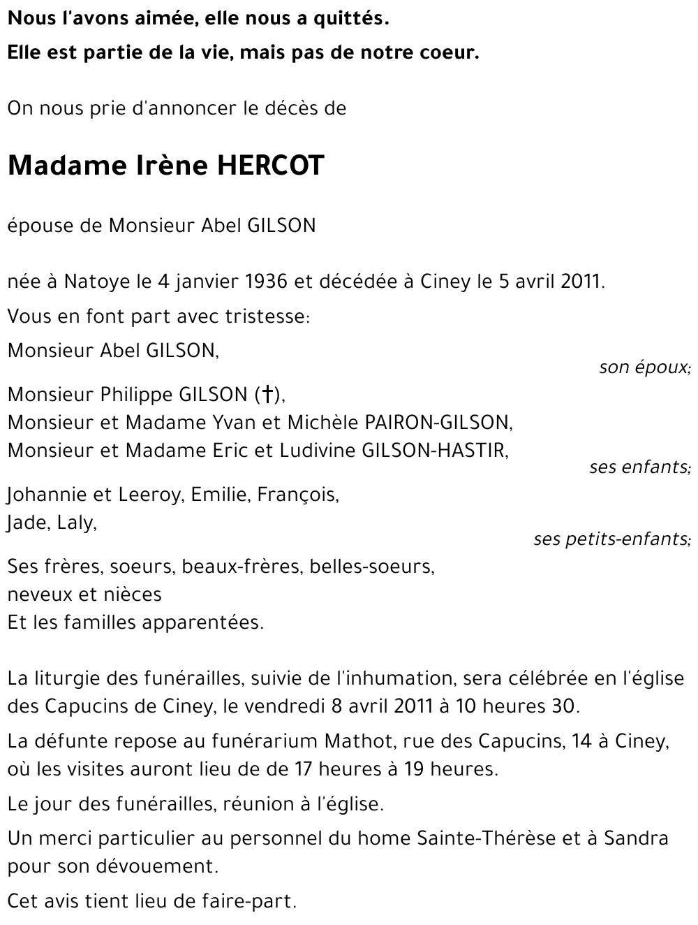 Irène HERCOT