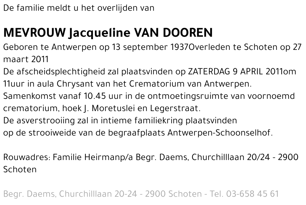 Jacqueline Van Dooren
