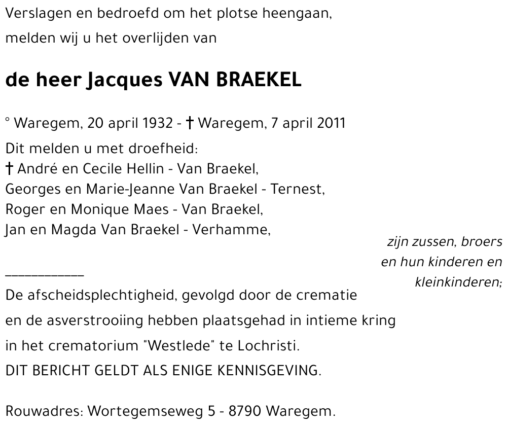 Jacques VAN BRAEKEL
