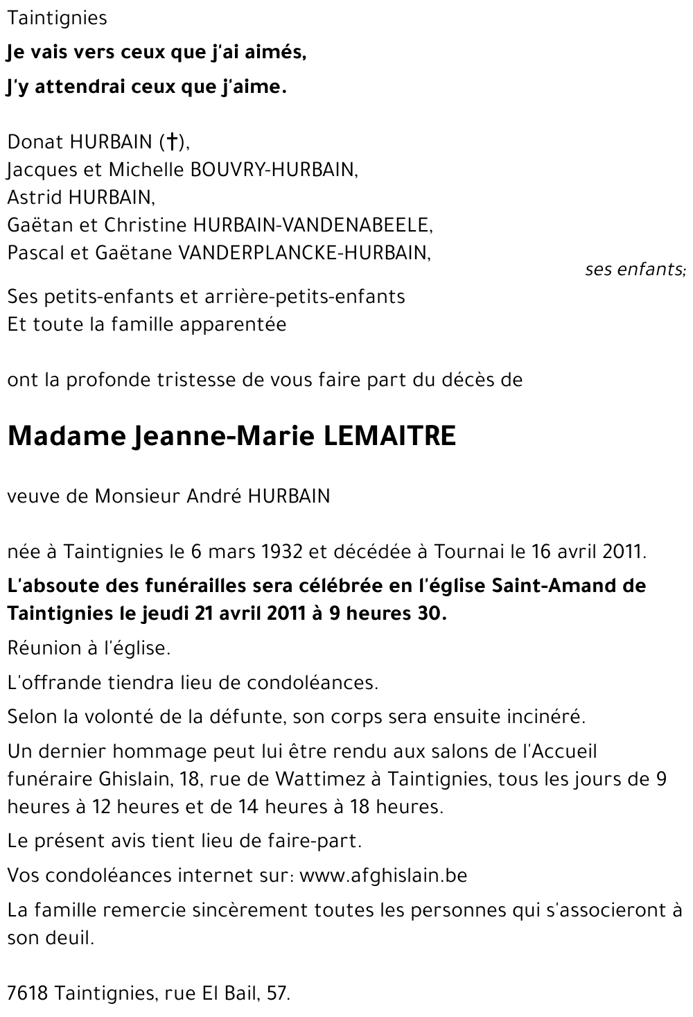 Jeanne-Marie LEMAITRE