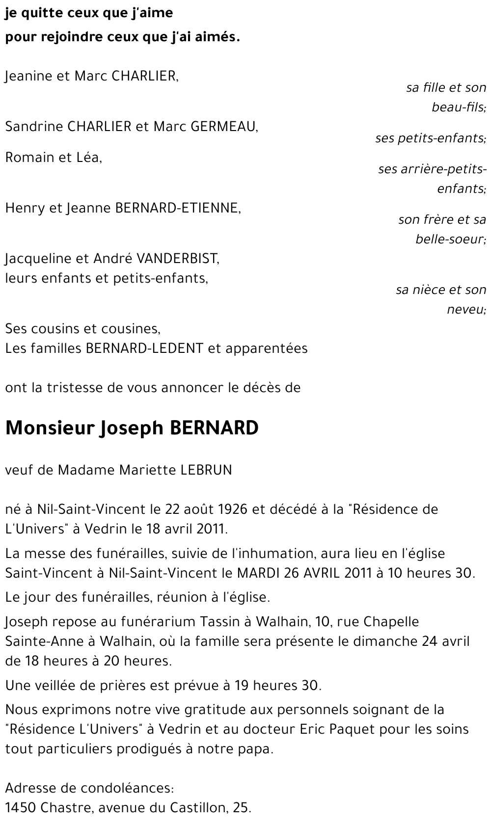 Joseph BERNARD