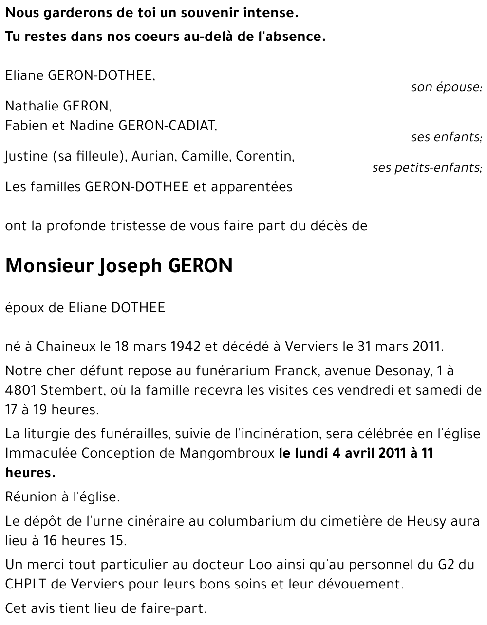 Joseph GERON