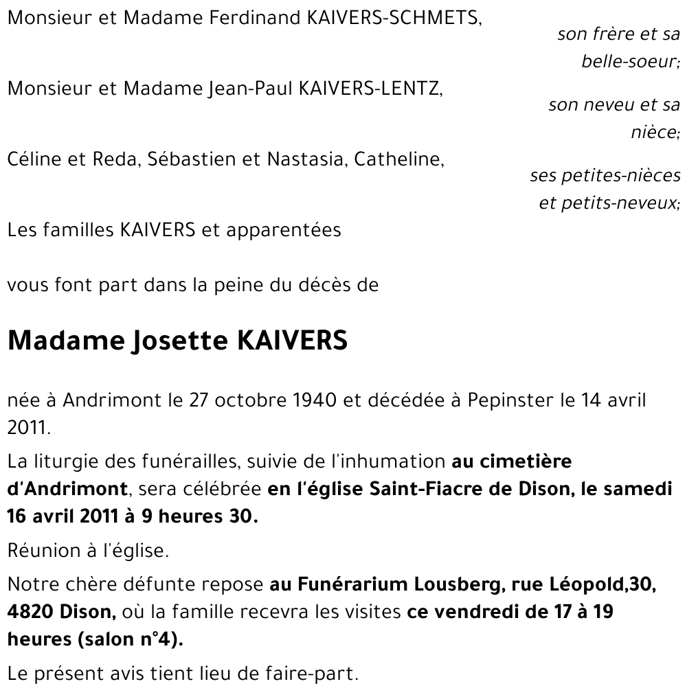 Josette KAIVERS