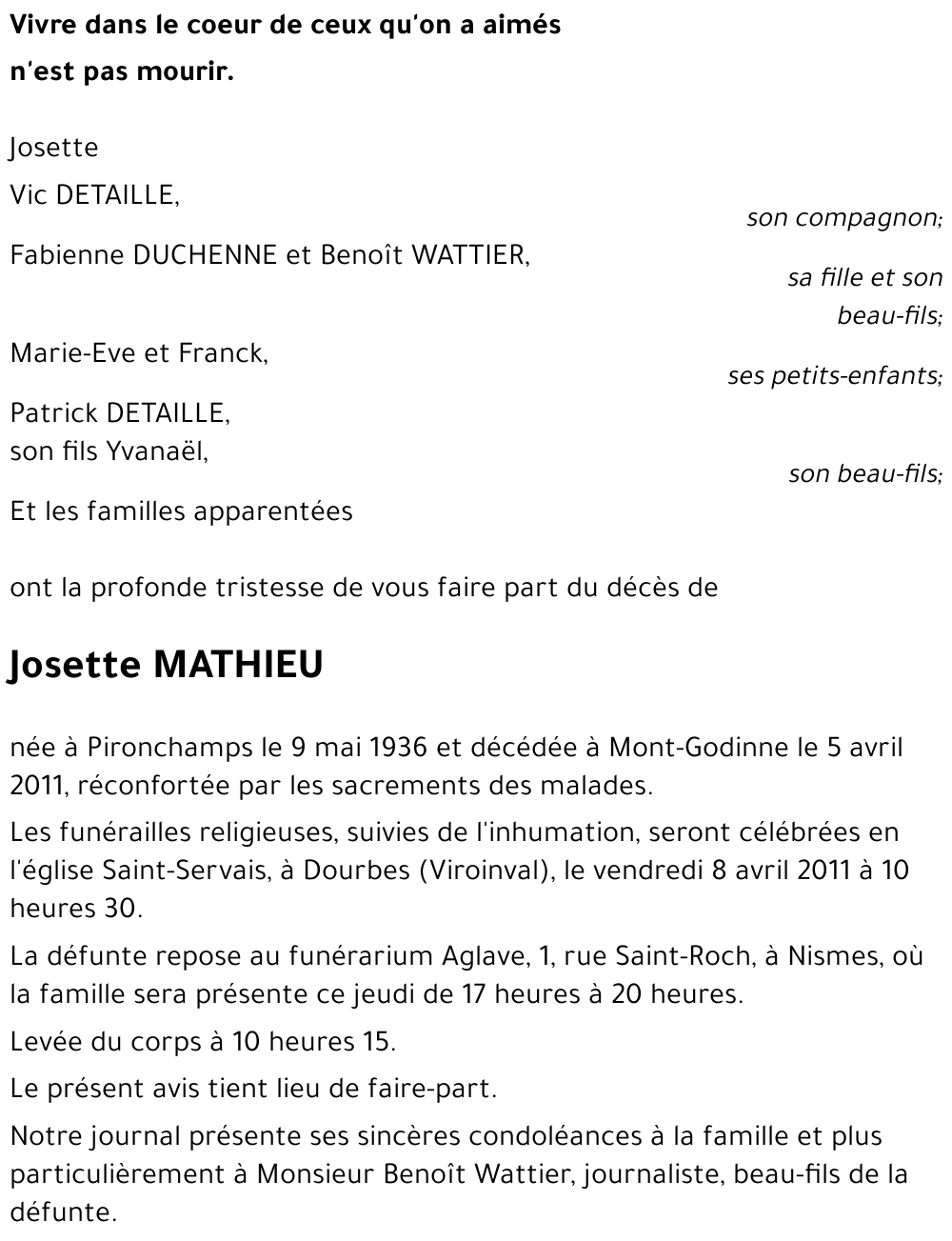 Josette MATHIEU