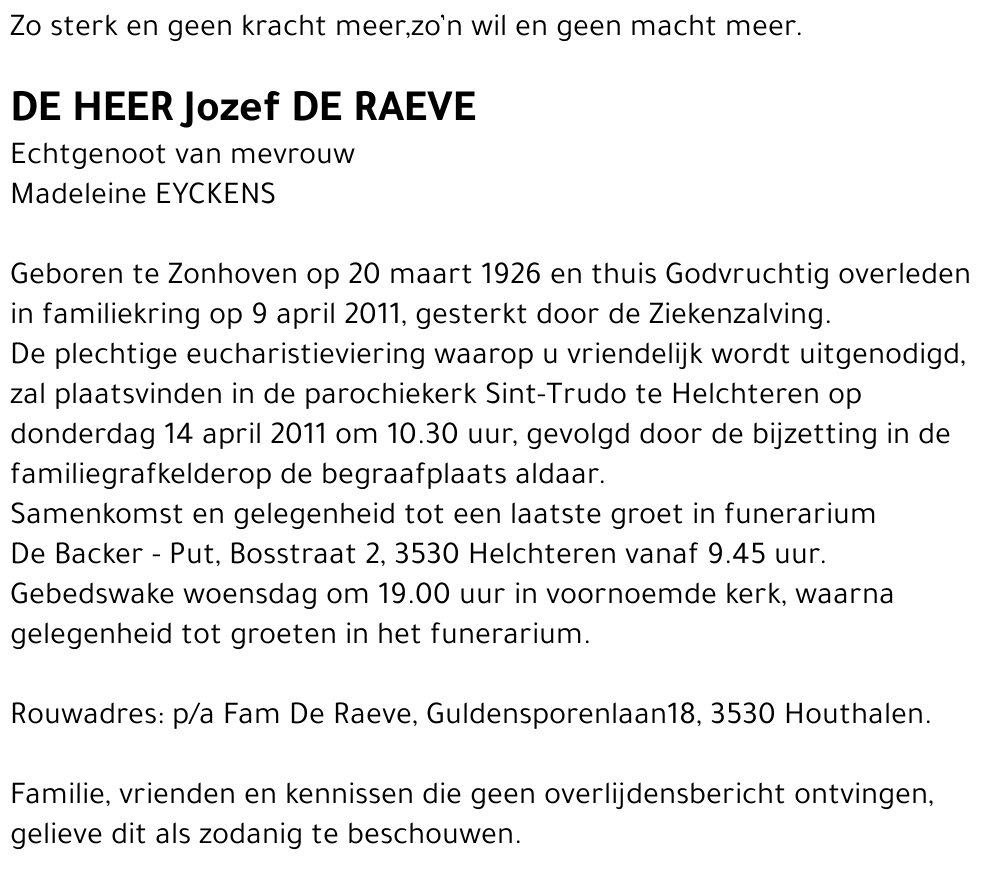 Jozef DE RAEVE
