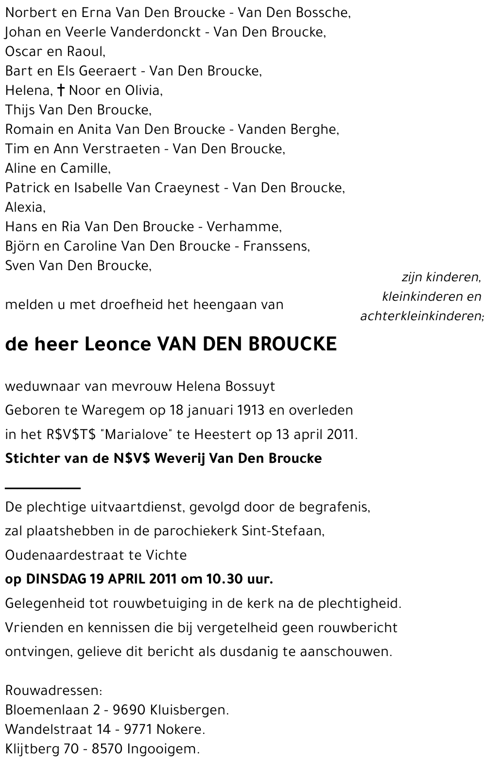 Leonce VAN DEN BROUCKE