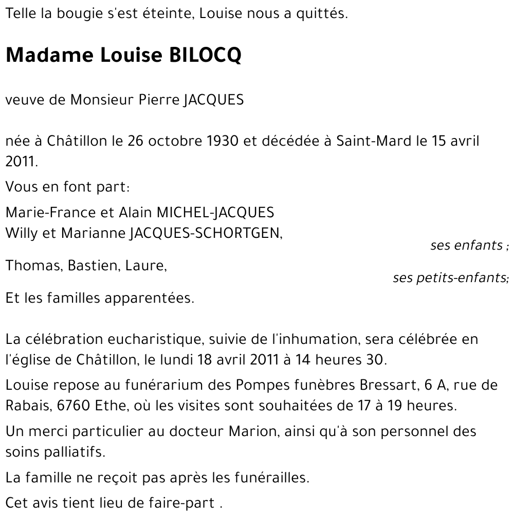 Louise BILOCQ