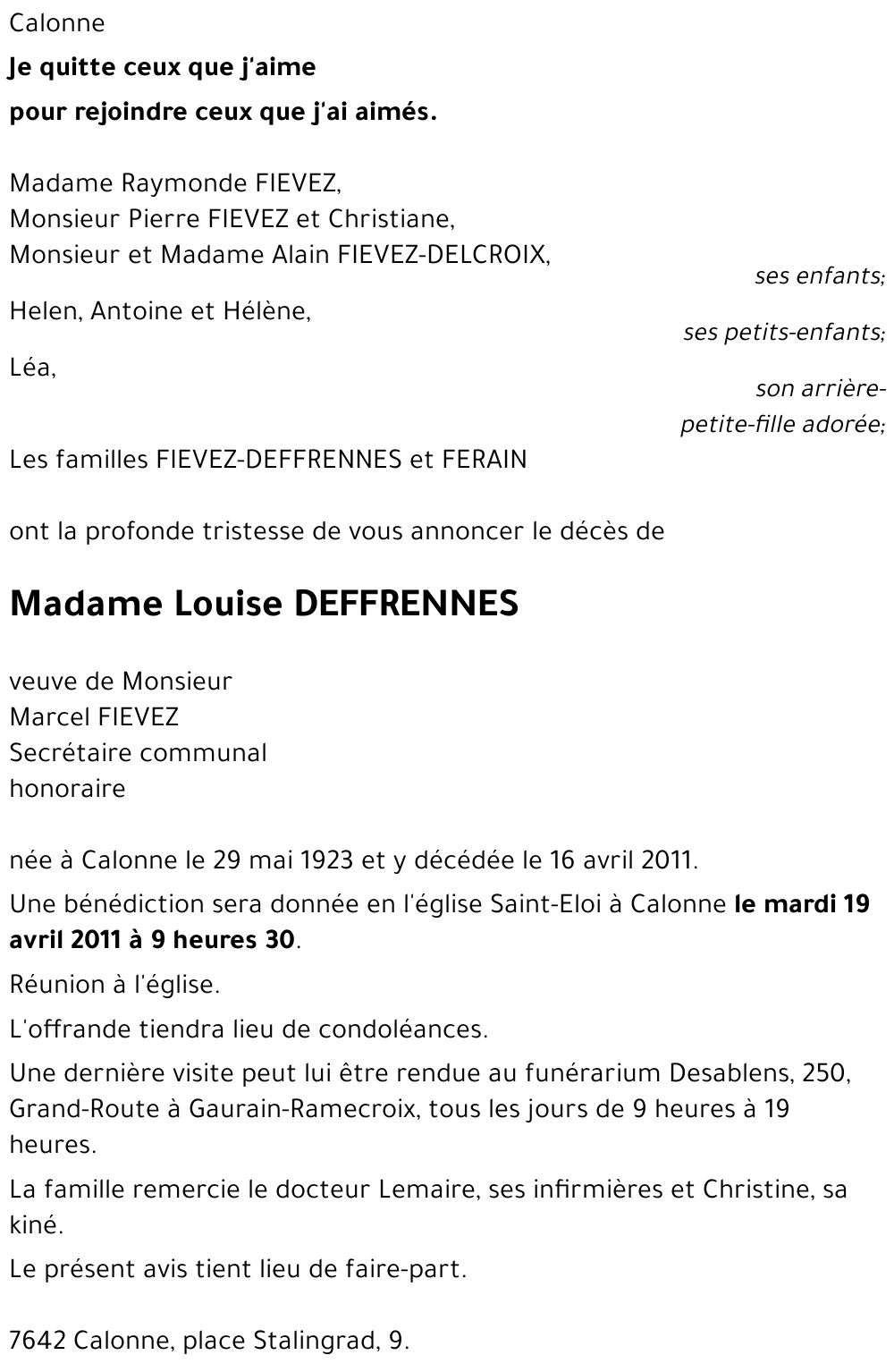 Louise DEFFRENNES